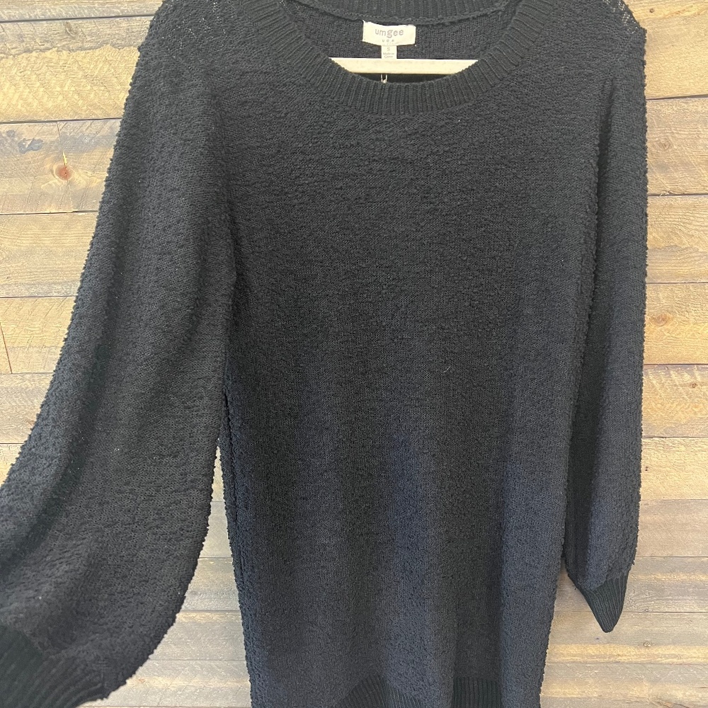 Round Neck Long Sleeve Sweater Dress with Ribbed Hem